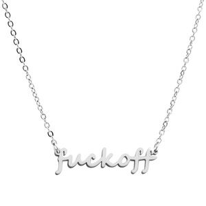 NEW “F*ck Off” Silver Statement Necklace Novelty Glam Punk Emo Edgy Funny